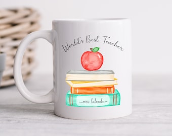 World's Best Teacher Coffee Mug Gifts - Personlized Gifts for Teacher - Teacher Appreciation Coffee Cup Gift - End of School Teacher Gift