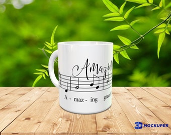 Amazing Grace Coffee Cup - Hymn Coffee Mug - Sheet Music Sentimental Mug - How Sweet the Sound Gift