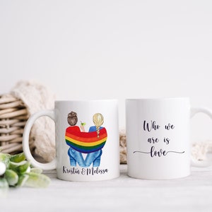Lesbian Newlyweds Cute Love Birds Personalized Coffee Mug Set