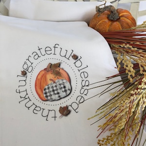 Thanksgiving Pumpkin Towel - Fall Decor Flour Sack - Farmhouse Decor - Kitchen Towel - Housewarming - Kitchen Decor - Pumpkin Decor Autumn