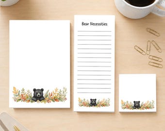 Black Bear Stationery Set, Smoky Mountain Gift, Woodland Notepad Set, Bear Necessities List Pad, Cabin Lover Gift
