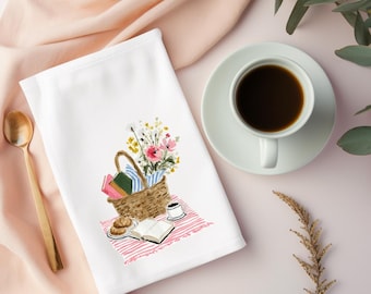 Picnic Kitchen Towel – Picnic Basket Decor – Summer Cottagecore Kitchen Towel – Farmhouse Summer Kitchen Decor – Flour Sack Tea Towel
