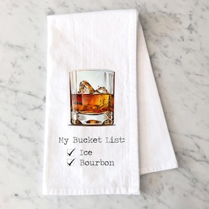 Bourbon Tea Towel Gift - Kentucky Bourbon Kitchen Decor - Bourbon Bar Towel - Cocktail Flour Sack Towel - Gift for Bourbon Lover