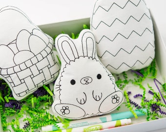 Easter Doodle Dolls Coloring Gift - Easter Bunny Stuffed Coloring Doll - Children's Coloring Activities - Easter Basket Stuffers for Kids