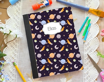 Personalized Space Composition Notebook | Custom Galaxy Journal for Kids | Back to School Student Notebook | Planet Writing Journal
