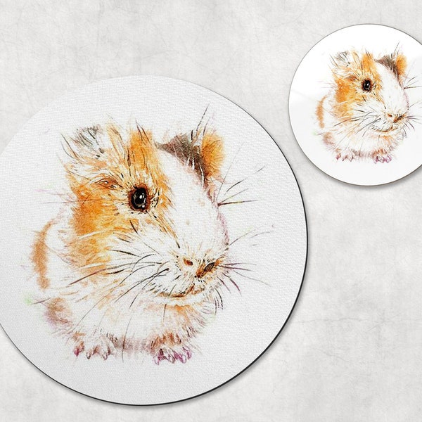 Guinea Pig Lovers Mousepad - Mouse pad and coaster set - Funny Work at Home Desk Accessory -  Domestic Cavy Gift