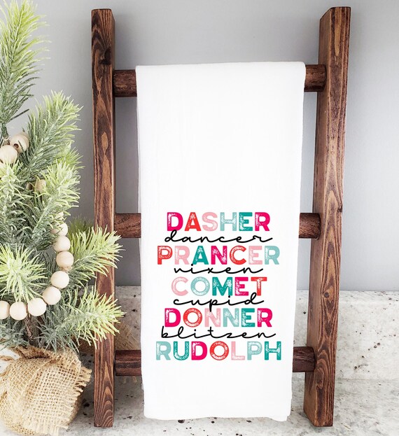 Santa's Reindeer Tea Towel Santa's Reindeer Tea Towel