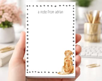 Personalized Golden Retriever Notepad | Custom Dog Lover Gift | Golden Retriever Stationery | Personalized 5x7 Note Pad | Golden Mom Gift