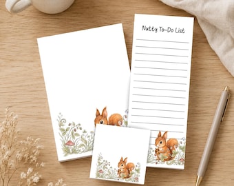 Squirrel Notepad Set, Woodland Stationery Set, Nutty To Do List, Cute Squirrel Notepad, Woodland Gift, List Pad, Mini Notepad
