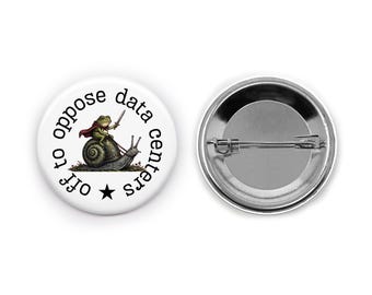Off to Oppose Data Centers Button, Anti Data Center Protest Pin, Environmental Activist Pinback Button, Frog Protest Button, 1.25" Button