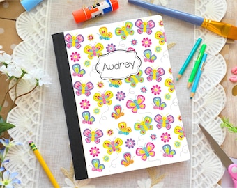 Personalized Butterfly Composition Notebook for Girls | Custom Back to School Journal | Student Writing Notebook GiftBook