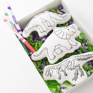 Dinosaur Doodle Dolls Gift Set - Prehistoric Dino's Stuffed Coloring Doll - Children's Coloring Activities - Stocking Stuffers for Kids