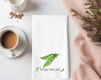 Funny Kitchen Towel Find Your Inner Peas | Vegetable Kitchen Decor | Garden Lover Gift | Flour Sack Tea Towel | Farmhouse Kitchen