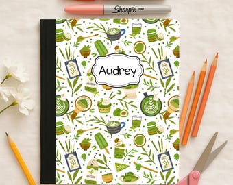 Personalized Matcha Composition Notebook | Custom Name Back to School Notebook | Wide Ruled Journal for Students