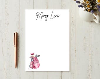Personalized Women’s Golf Notepad – Pink Golf Gift for Her – Custom Golfer Stationery – Golf Lover Desk Pad – Golf Coach Gift – Ladies Golf