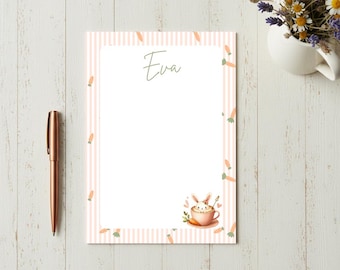 Personalized Bunny Notepad 5x7 – Custom Name Stationery – Cute Bunny Notepad – Easter Basket Filler – Kids Writing Pad – Spring Stationery