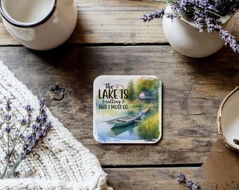 Lake Mode Coaster Set – Set of 4 Lake House Coasters – Cottagecore Cabin Decor – Lake Life Gift – Home Decor - Housewarming Gift