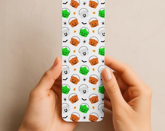 Halloween Bookmark – Double-Sided Glossy Cardstock with Pumpkin, Ghost, Frankenstein McBuckets – Cute & Spooky Book Lover Gift