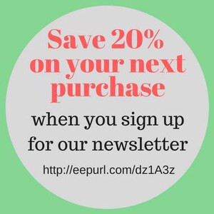 K&ouml;nnte beinhalten: Auf gr&uuml;nem Hintergrund befindet sich ein hellgrauer Kreis mit dem Text "Sparen Sie 20% bei Ihrem n&auml;chsten Einkauf, wenn Sie sich f&uuml;r unseren Newsletter anmelden." Unten ist eine URL.