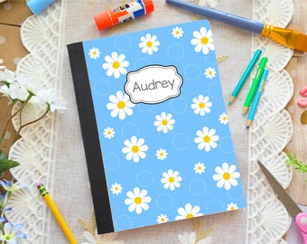 Personalized Daisy Composition Notebook –  Back to School Journal – Personalized School Notebook – Floral Composition Book