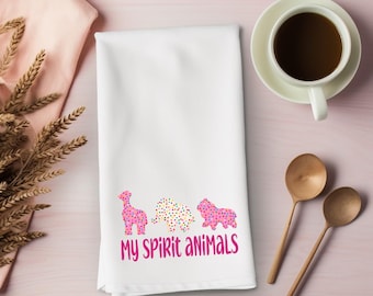 Animal Crackers Flour Sack Towel, Funny Kitchen Towel, Cute Baking Gift, Retro Snack Humor, Housewarming Gift, Gift for Moms, Tea Towel