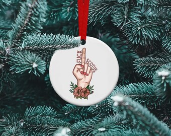 F**k SCOTUS Christmas Ornament - Ceramic Christmas Ornament - Christmas Tree Decor - Reistence Feminist Ornament