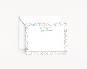 Personalized Teacher Flat Note Cards – Custom Teacher Stationery Set – Teacher Thank You Cards – Personalized Note Cards – Teacher Gift Set