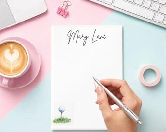 Personalized Golf Notepad for Women – Custom Golf Stationery – Golf Lover Gift – Cute Golf Memo Pad – Golfer Desk Accessory – Golf Girl Gift