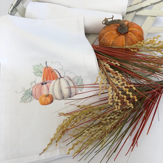 Fall Pumpkins Tea Towel - Autumn Flour Sack Towel - Seasonal