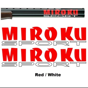 2x Miroku Sport vinyldekaler för hagelgevär, pistolfodral, vapenskåp, bilfönster, surfplatta, vägg, iPhone, bärbar dator, notebook, iPad, Macbook etc.