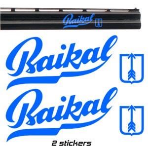2x adesivo in vinile BAIKAL Autocollant Aufkleber Adesivi Sticker. 3 misure, 8 colori, per fucili, custodie, casseforti