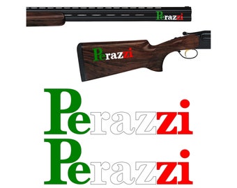 2x Perazzi Italia Vinyl Decal Sticker for Shotgun Gun Case Gun Safe Car Window Tablet PC Wall iPhone Laptop Notebook etc.