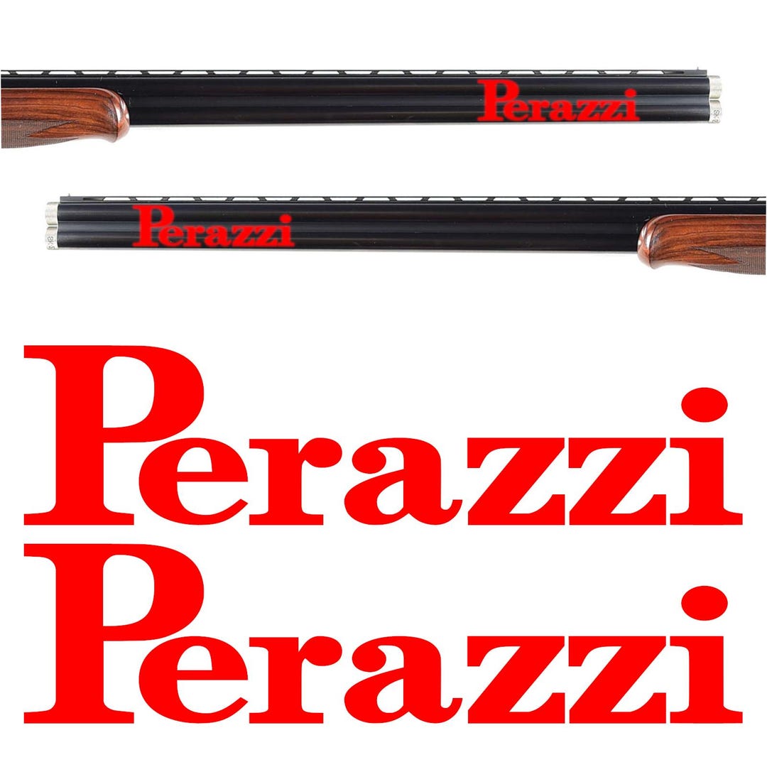 2x Perazzi ビニール デカール ステッカー (ショットガン、ガン ケース