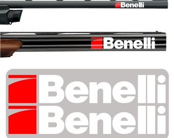 2 x Benelli Vinyl-Aufkleber für Lauf, Schrotflinte, Waffenkoffer, Waffenschutz, Autofenster, Tablet, PC, Wand, iPhone, Laptop, Notebook, iPad, MacBook