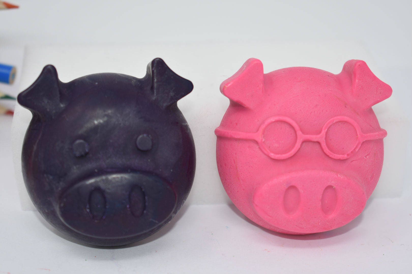 Big Pig Crayons Set of 2 Pig Crayons Recycled Crayons Etsy