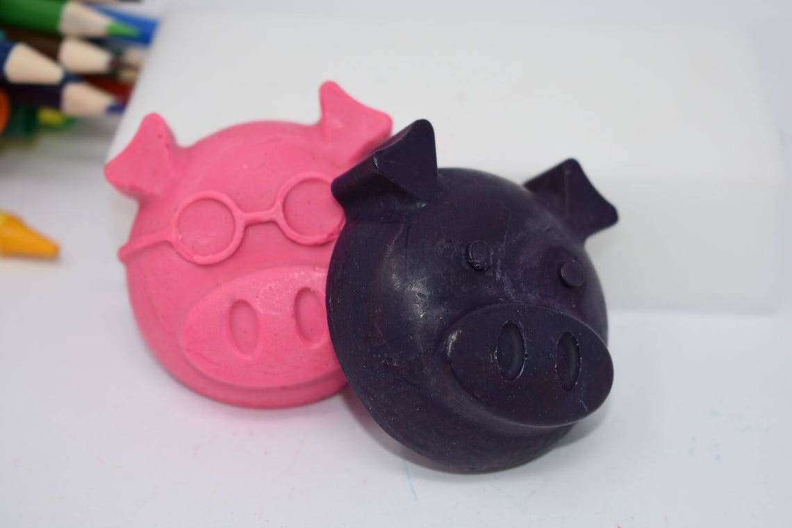 Big Pig Crayons Set of 2 Pig Crayons Recycled Crayons Etsy