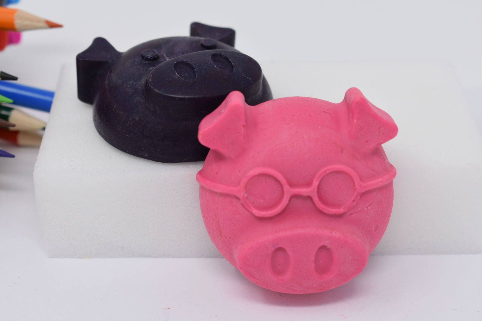 Big Pig Crayons Set of 2 Pig Crayons Recycled Crayons Etsy