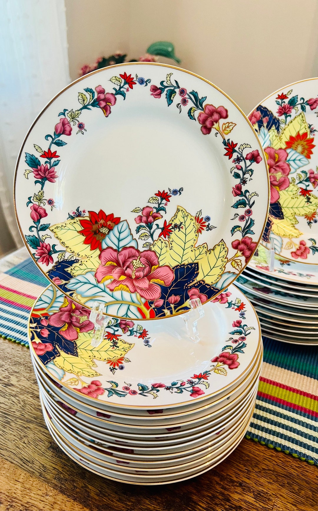 Set of 2 Tobacco Leaf China Plates, Salad or Dessert, by Imperial Leaf