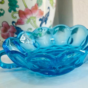 Vintage Anchor Hocking turquoise blue glass. Candy, nut, trinket dish