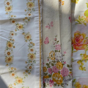 1960s yellow floral pillowcases-3 pieces