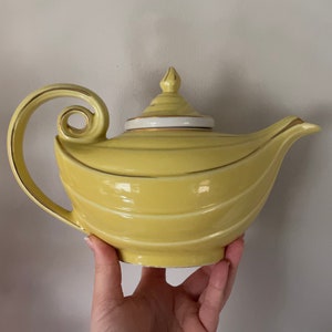 Hall Pottery yellow Genie bottle teapot