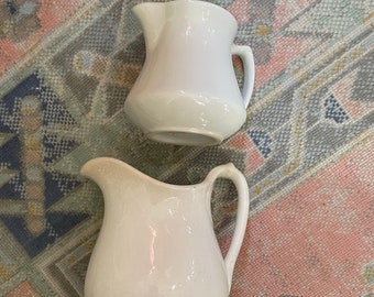 Vintage ironstone creamware restaurantware pitchers-set of 2
