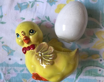 Juego de salero y pimentero vintage con forma de pollito y huevo