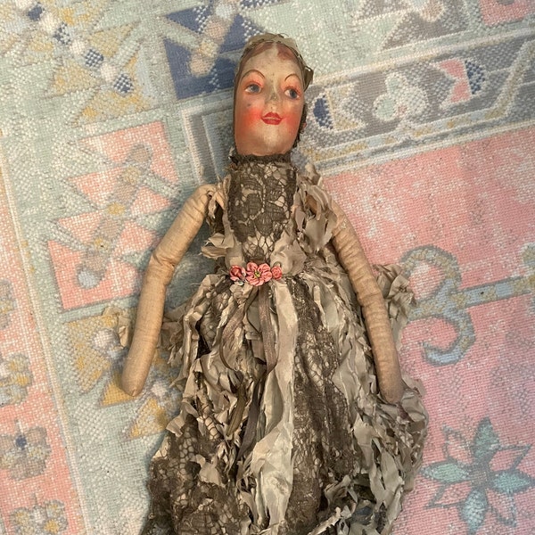 1920s Flapper Boudoir Doll-fabric face