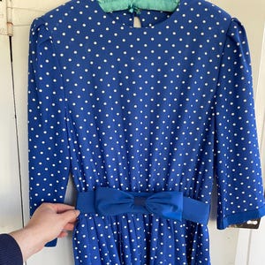 1980s blue and white peplum dress by Amy Deb -women’s size 14