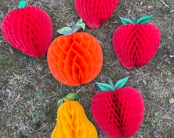 Vintage Beistle jumbo Honeycomb fruit-lot of 6