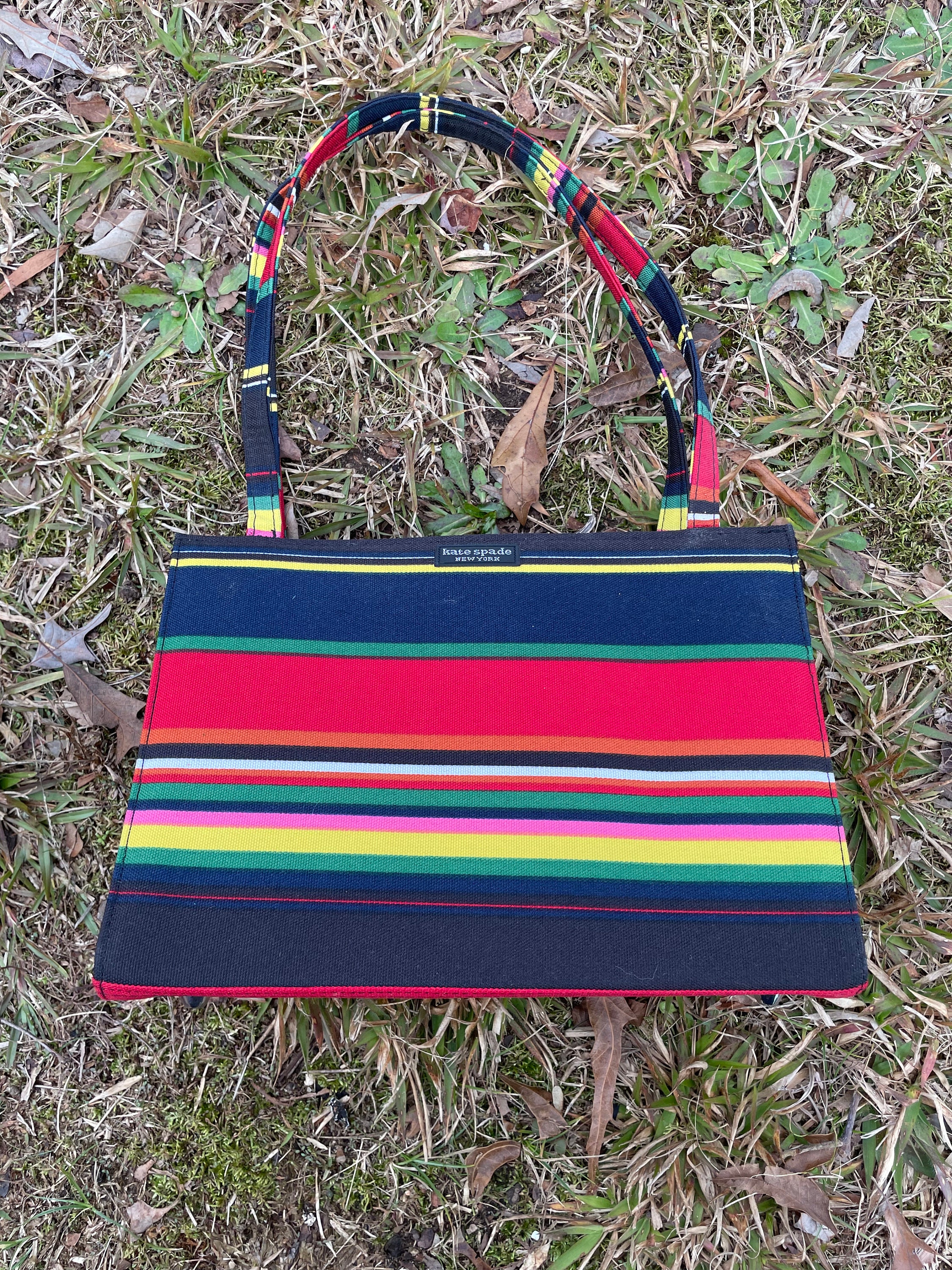 Multi color Striped Canvas Backpack Women's Top Handle - Temu