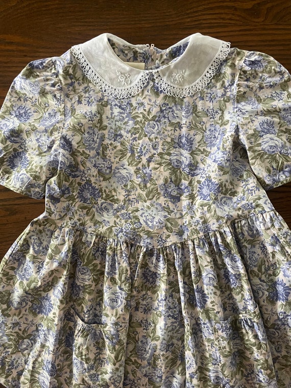 1980s Laura Ashley floral collared dress-girls si… - image 1