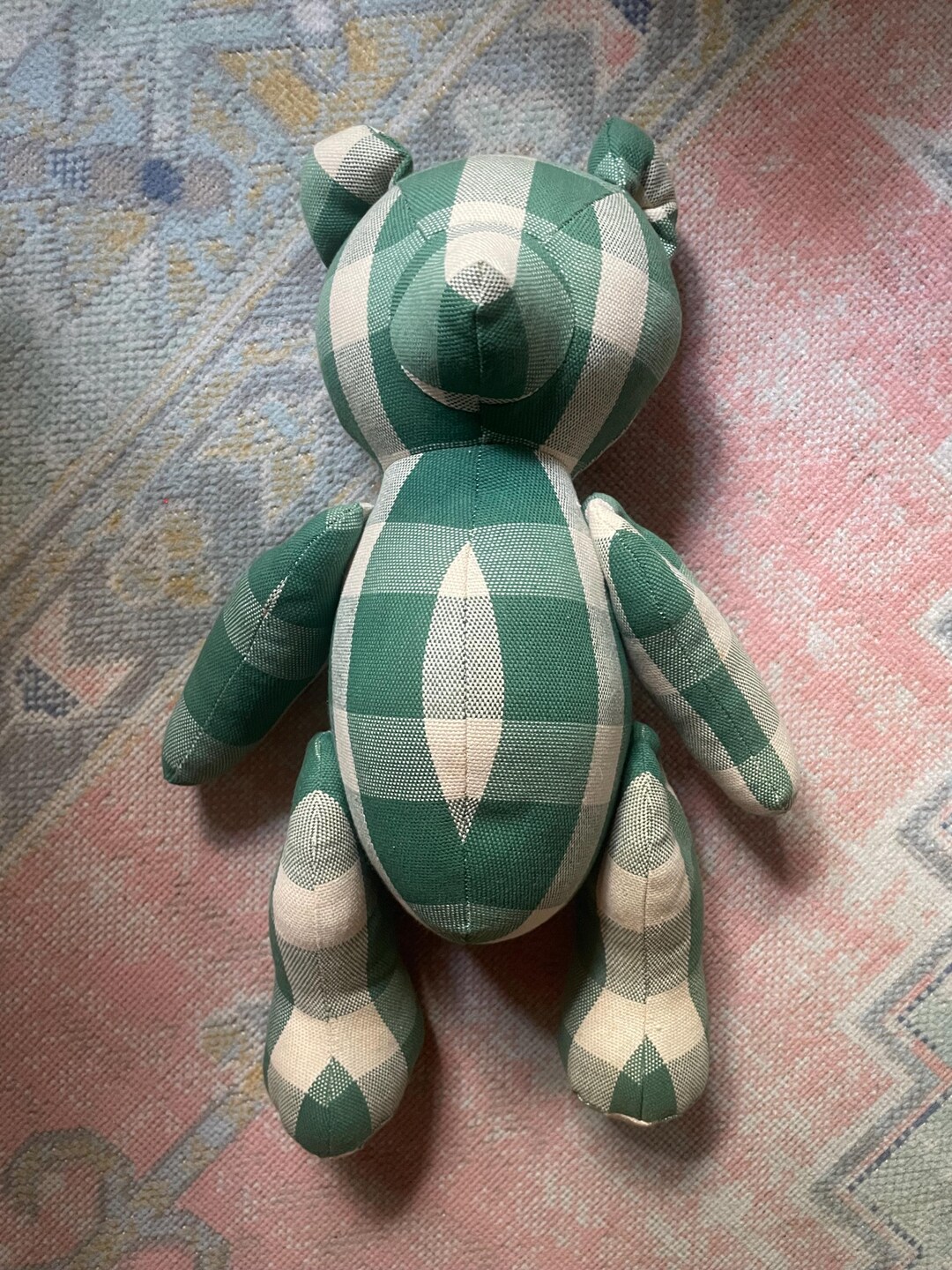 Vintage Handmade Teddy Bear Green Plaid - Etsy