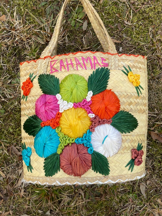 Vintage raffia Bahamas tote purse - image 2